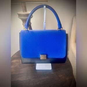 Celine Vibrant Blue, Black & Tan Shoulder Bag
